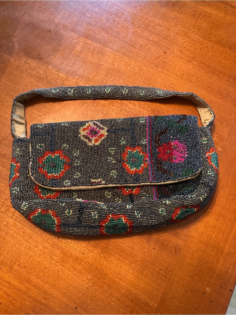 Christian Livingston Beaded Floral-Pattern Bag
